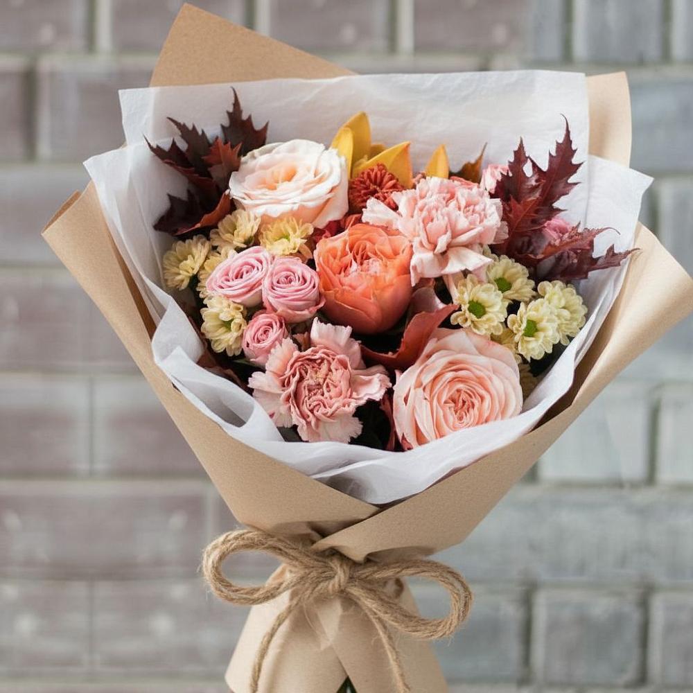 Букет цветов из: Гвоздики, Хризантемы и Розы в Гайны