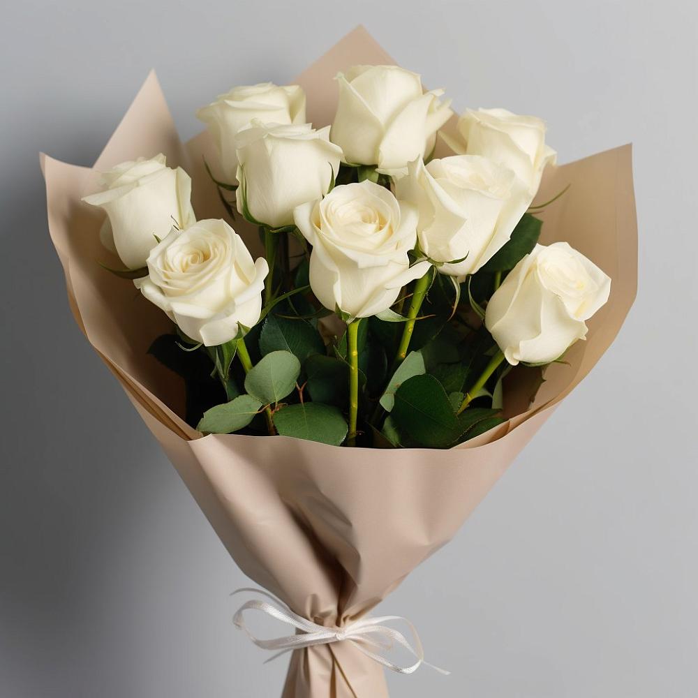 Букет 9 Белых роз Эдлесс Лав в Гайны