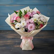 Букет цветов из:  Хризантемы, Альстромерии и Розы в Гайны