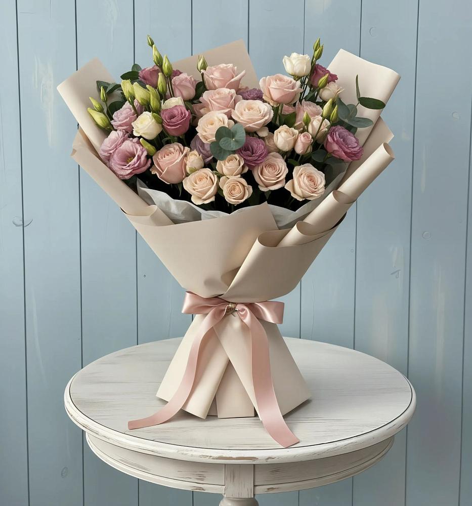 Букет цветов из: Розы и Лизиантусы в Гайны