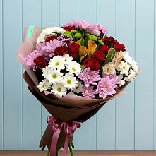 Букет цветов из:  Розы, Хризантемы и Альстромерии в Гайны