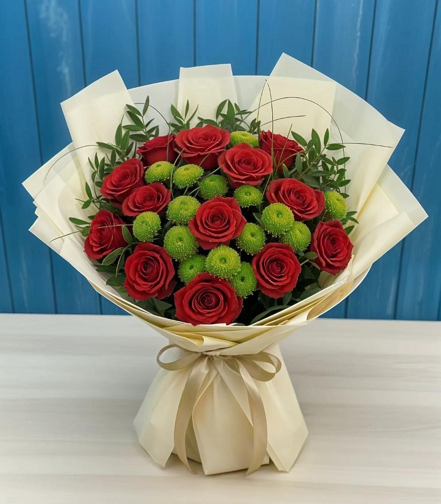 Букет цветов из: Розы и Хризантемы в Гайны